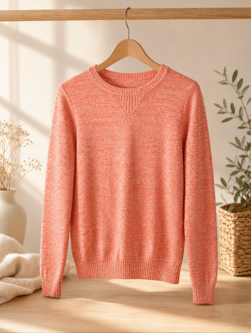 Gap Women's Coral Orange Textured Crewneck Sweater Women’s Medium